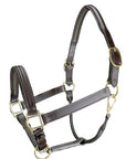 Havana triple-stitched Italian leather halter with luxurious padding, offering classic style and strong, dependable durability.