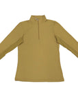 Green long-sleeve shirt with a quarter zip on a white background
