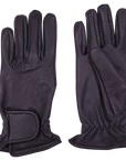 Pair of black leather gloves on a white background