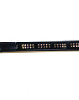Black leather browband with decorative studs on a white background