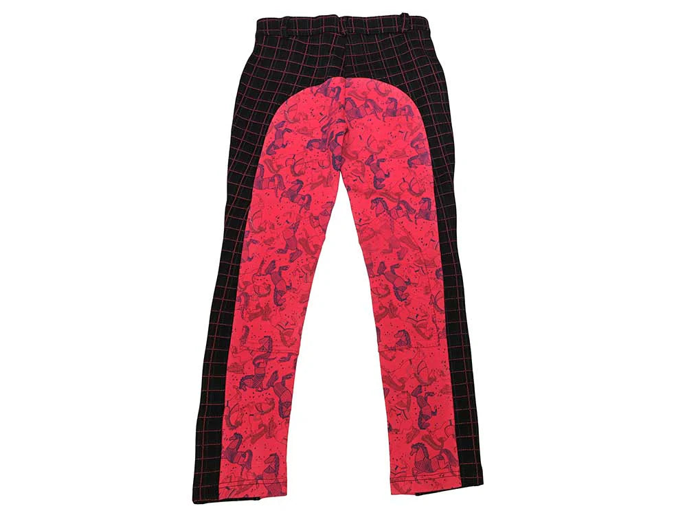 Pants with red pattern on a white background