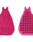 Pink horse-shaped Horsy Groom Curry Comb front and back