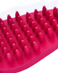 Pink horse-shaped Horsy Groom Curry Comb toothed side