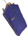 Navy Blue Garment Bag with Leather Trim