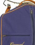 Navy Blue Garment Bag with Leather Trim