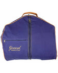 Navy Blue Garment Bag with Leather Trim
