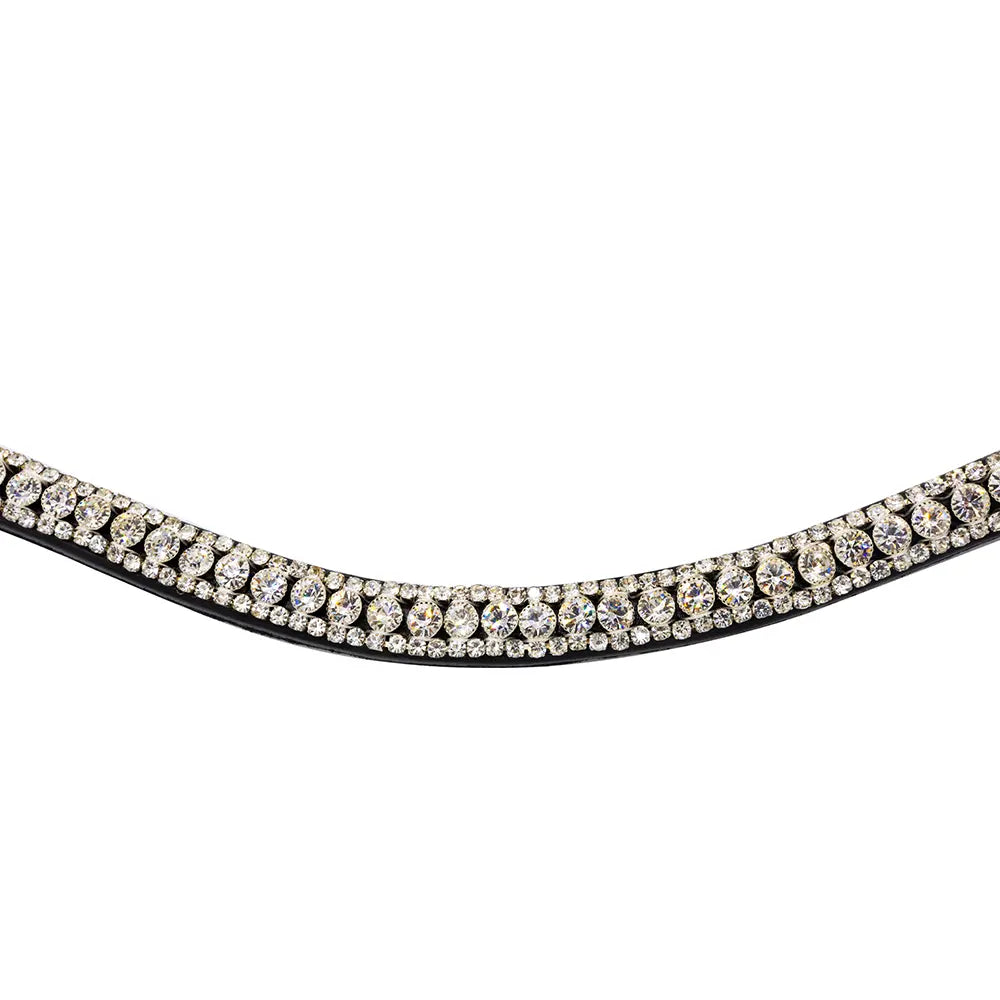 Sparkly crystals of different sizes adorning snap browband