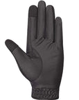 Black glove with textured palm on a white background