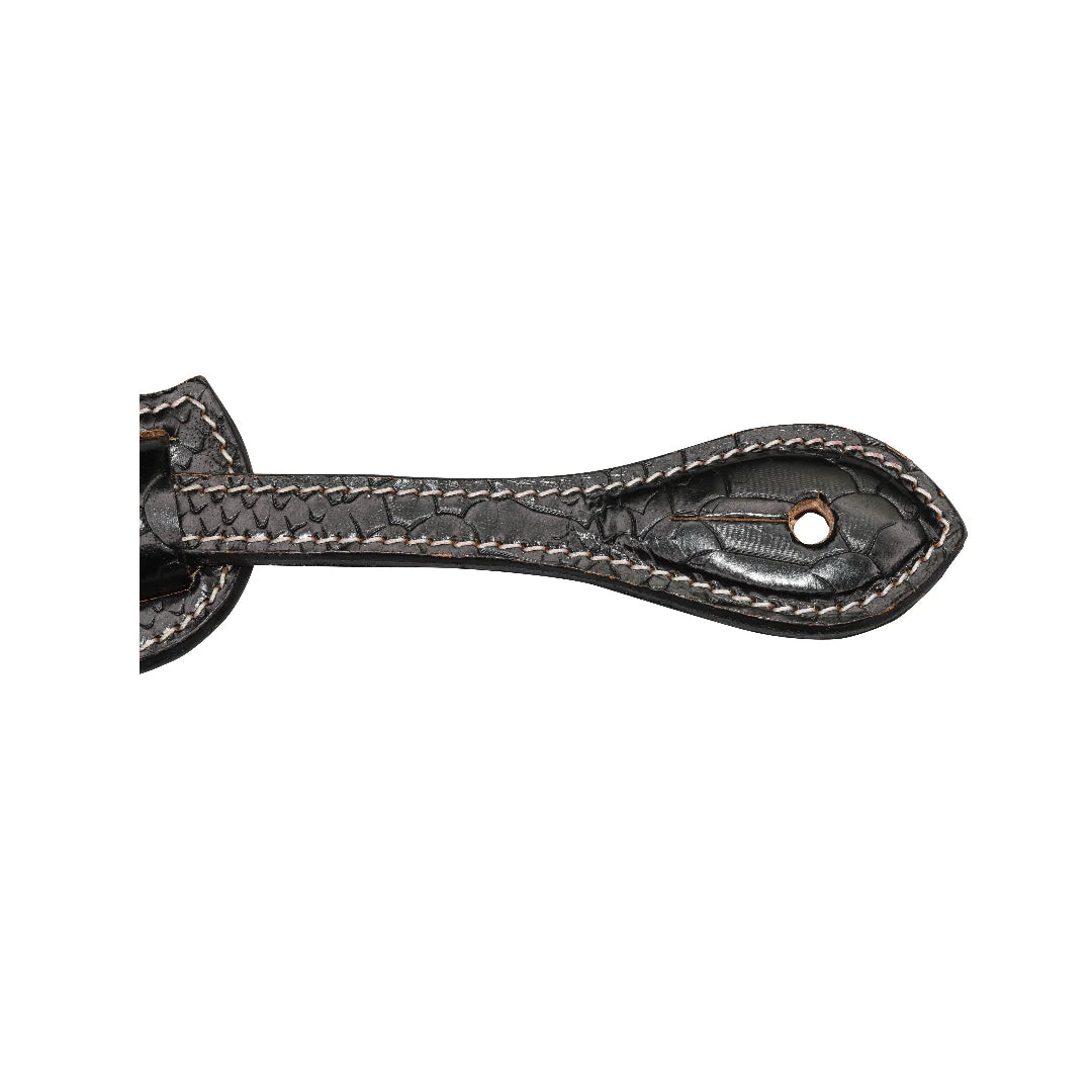 Black croc-embossing on Durham Western Spur Straps