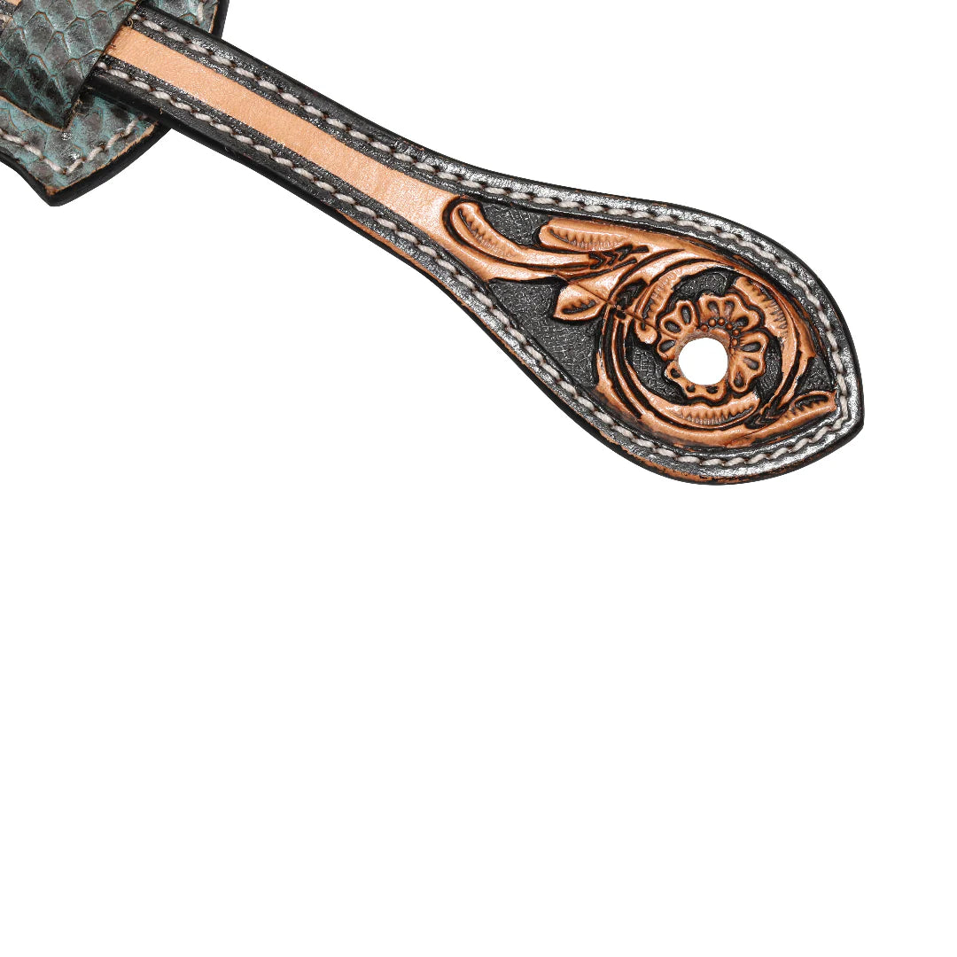 Embossing details of Leather Dayton Western Spur Straps.