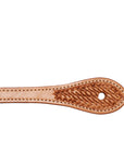 Spur straps feature a basket weave embossing.