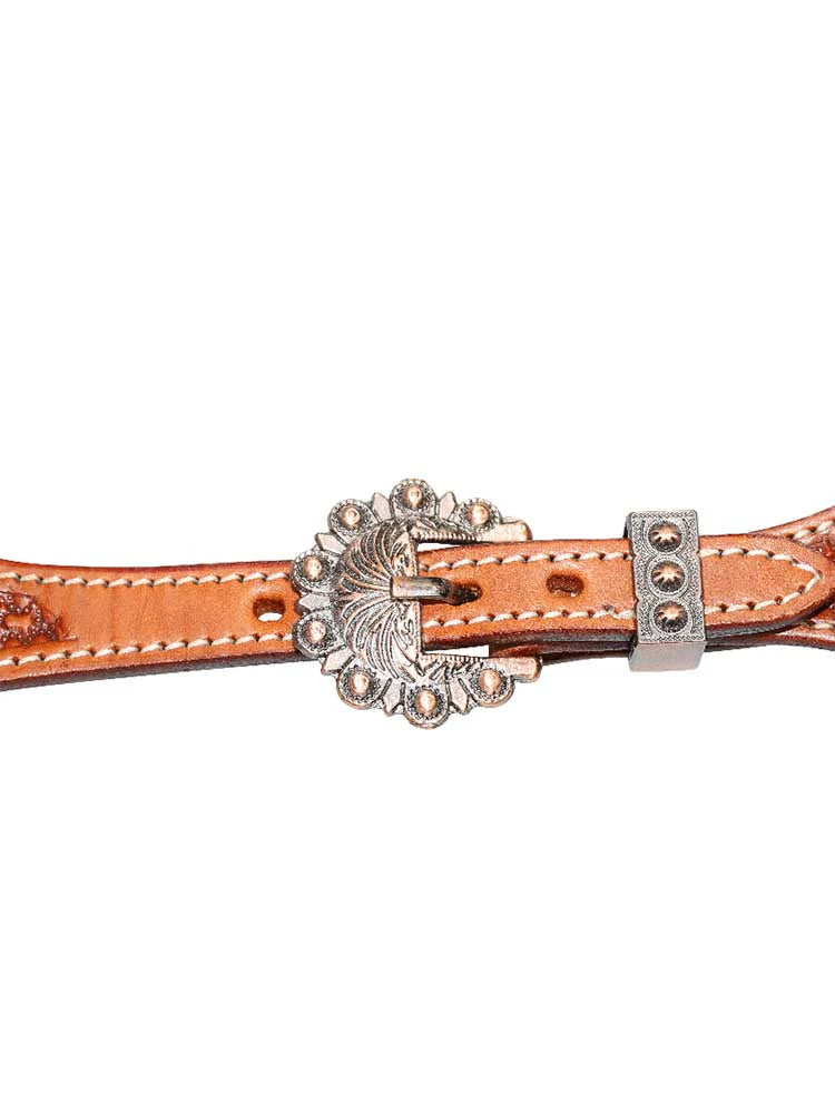 Sangles D'éperons 3D Western - Motif Gaufré Floral - Femme - Taille M - Marron/Rose - DSS69
