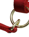 Metal rings on red nylon halter