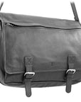 Gray leather bag with straps on a white background