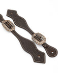 Dark Brown Western Spur Straps with Antique Buckles