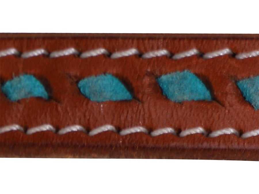 Western Split Reins Chestnut with Turquoise