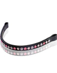 Black headband with pink and silver crystals on a white background