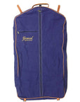 Navy Blue Garment Bag with Leather Trim