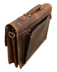 Brown leather briefcase on a white background