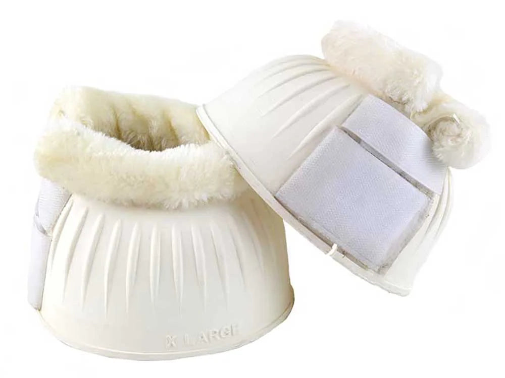 Pair of white fleece-lined bell boots