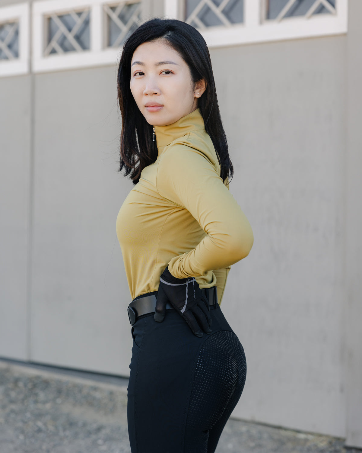 Rider in Black Cordelia Breeches with Full Silicone Seat