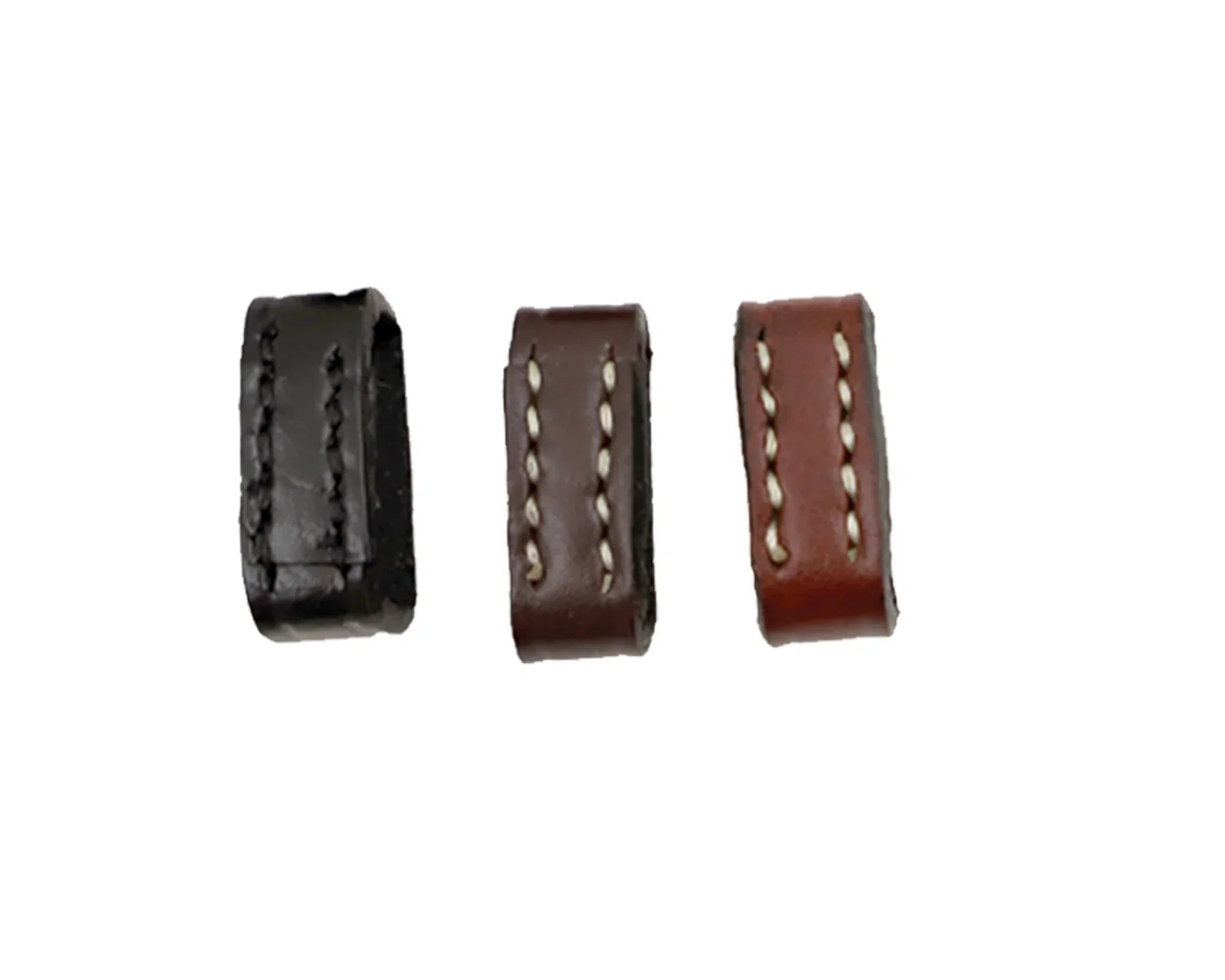 Three color variation of Leather Bridle Keepers