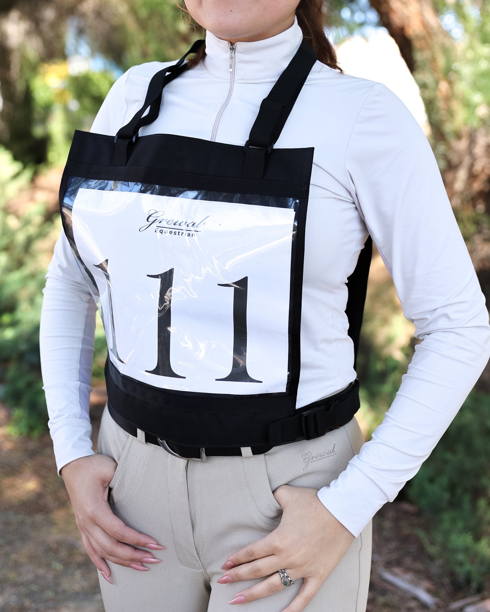 Competition Eventing Number Holder Pinny on rider
