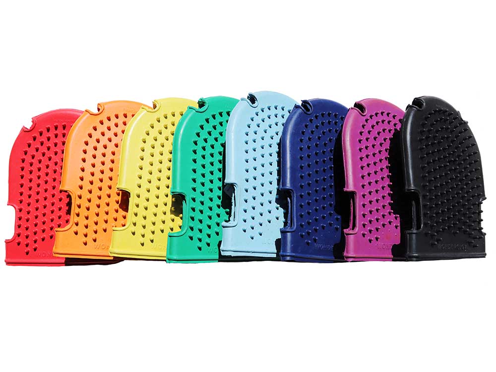 Rainbow collection of wonder gloves for horse grooming