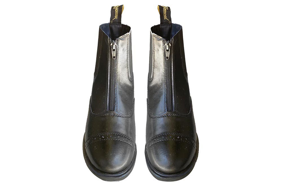 Zip-Up Synthetic Leather Paddock Boots