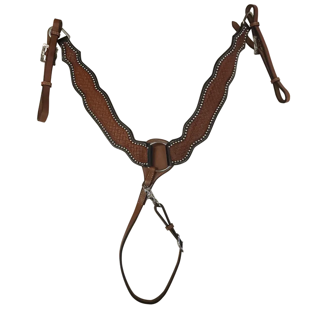 Western Breast Collar with Basket Weave Tooling 