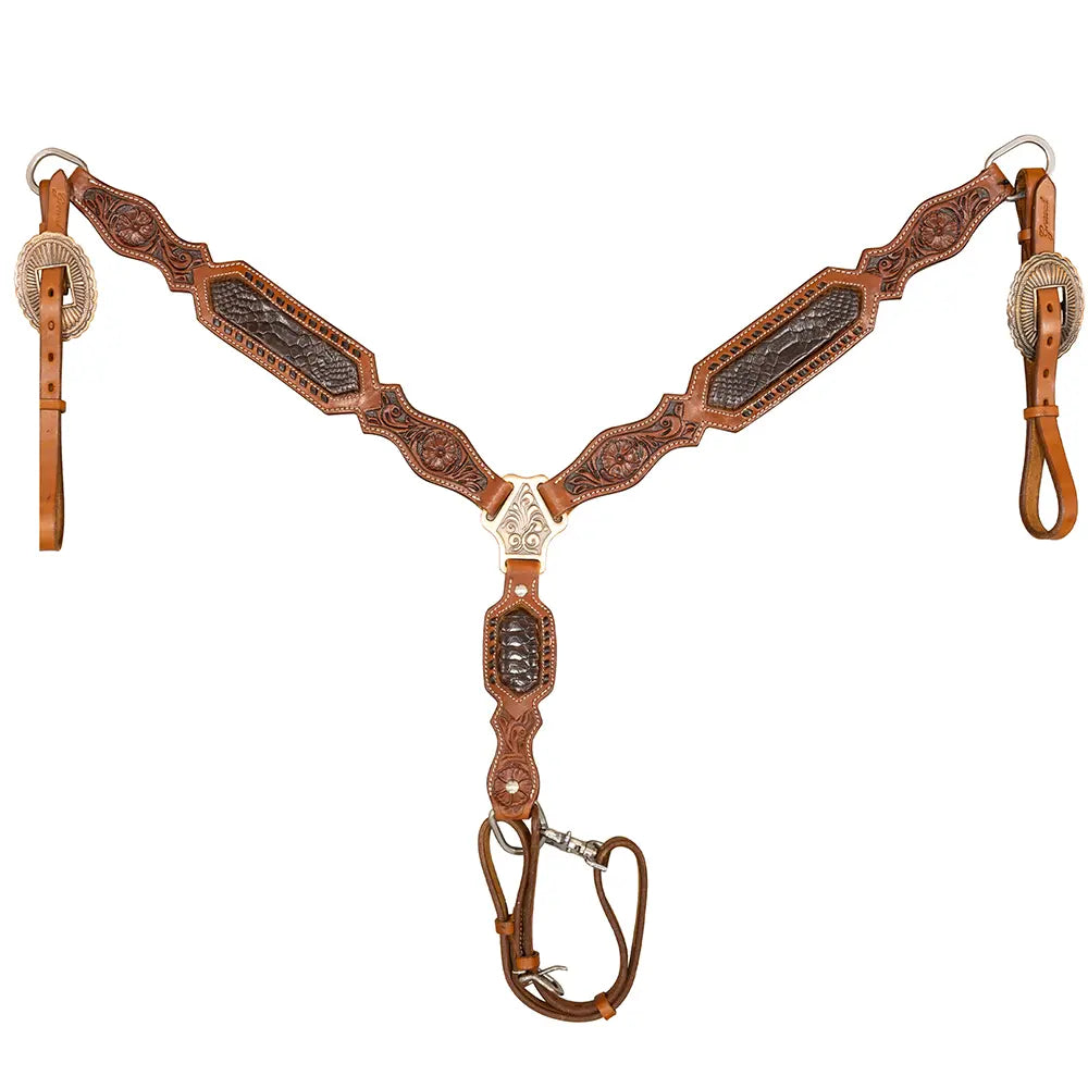 Western Breast Collar with Floral Tooling 