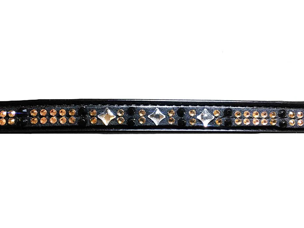 Decorative headstall with rhinestones on a white background