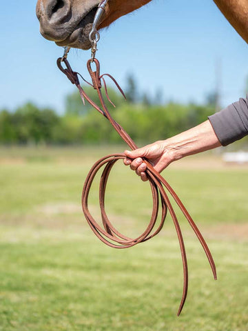 Western Chestnut Split Reins with Ties