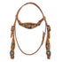 Western Browband Headstall with Floral Tooling and Turquoise Accents