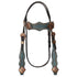 Teal Snakeskin Western Browband Headstall with Copper Hardware