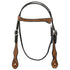 Western Black two tone Browband Headstall with floral tooling
