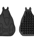 Black horse-shaped Horsy Groom Curry Comb front and back 