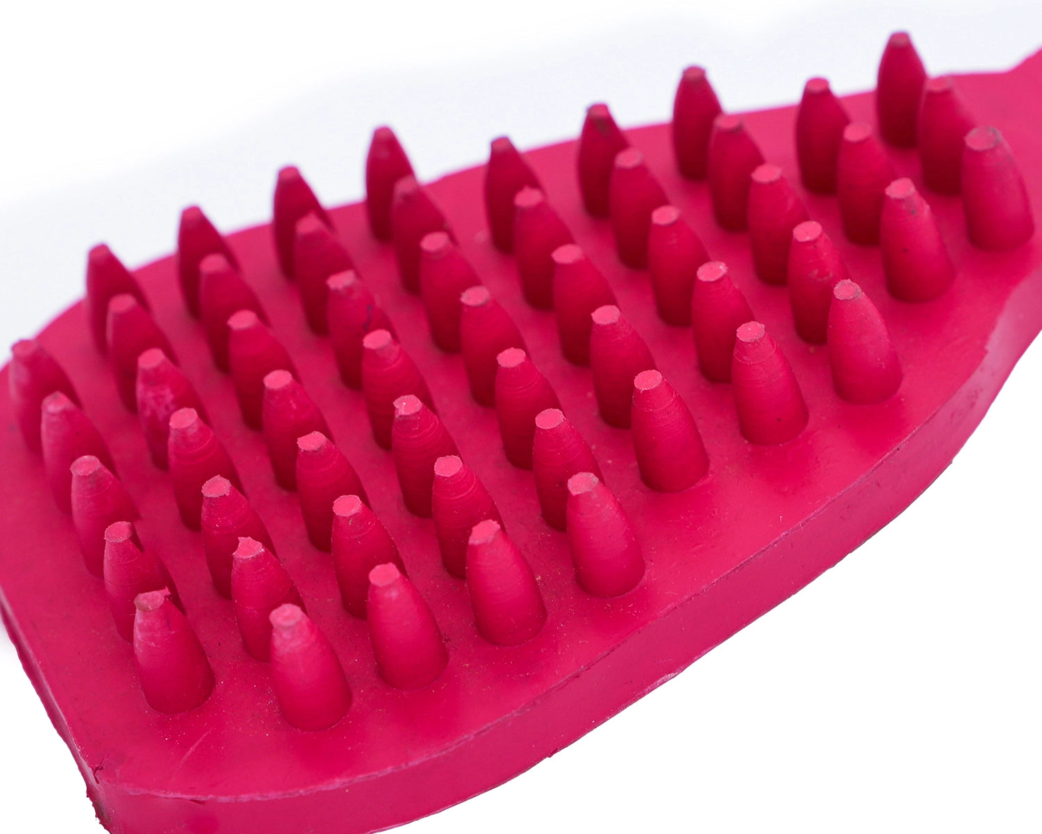 Pink horse-shaped Horsy Groom Curry Comb toothed side
