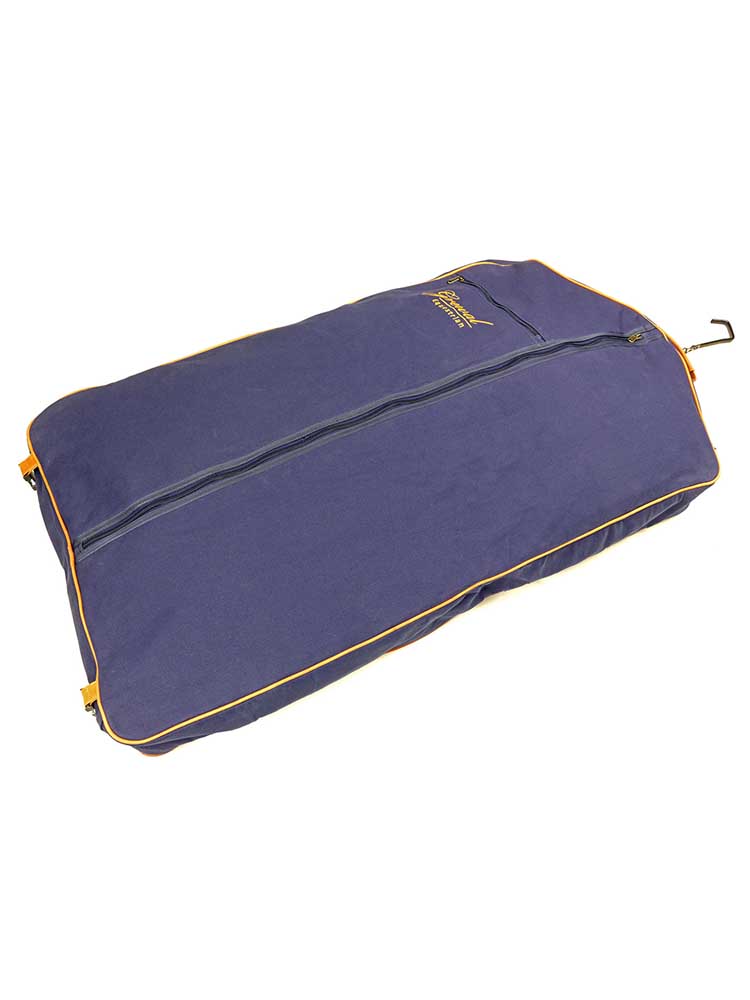 Navy Blue Garment Bag with Leather Trim