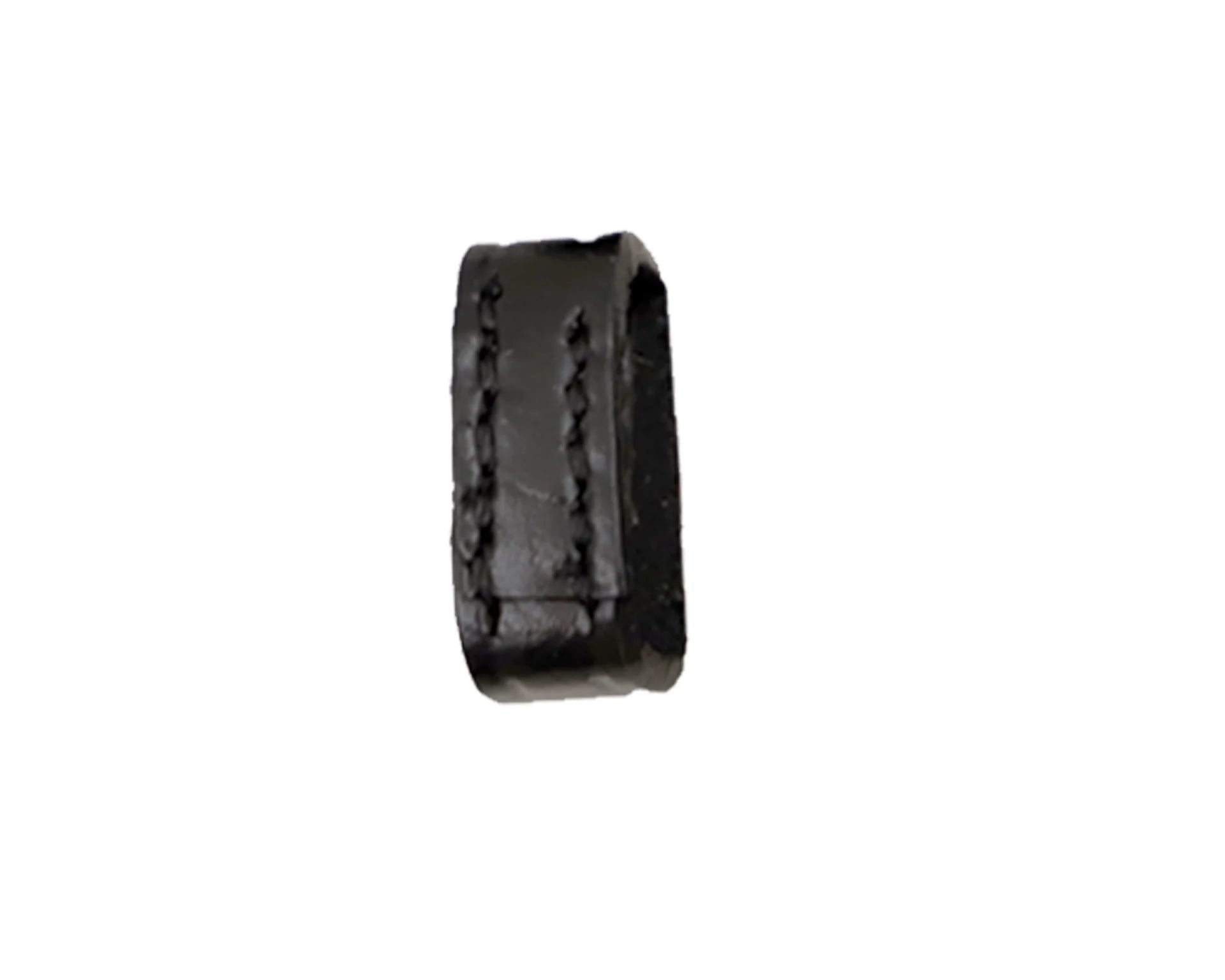 Black leather bridle keeper with stitching