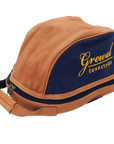 Navy Blue Helmet Bag with Leather Trim