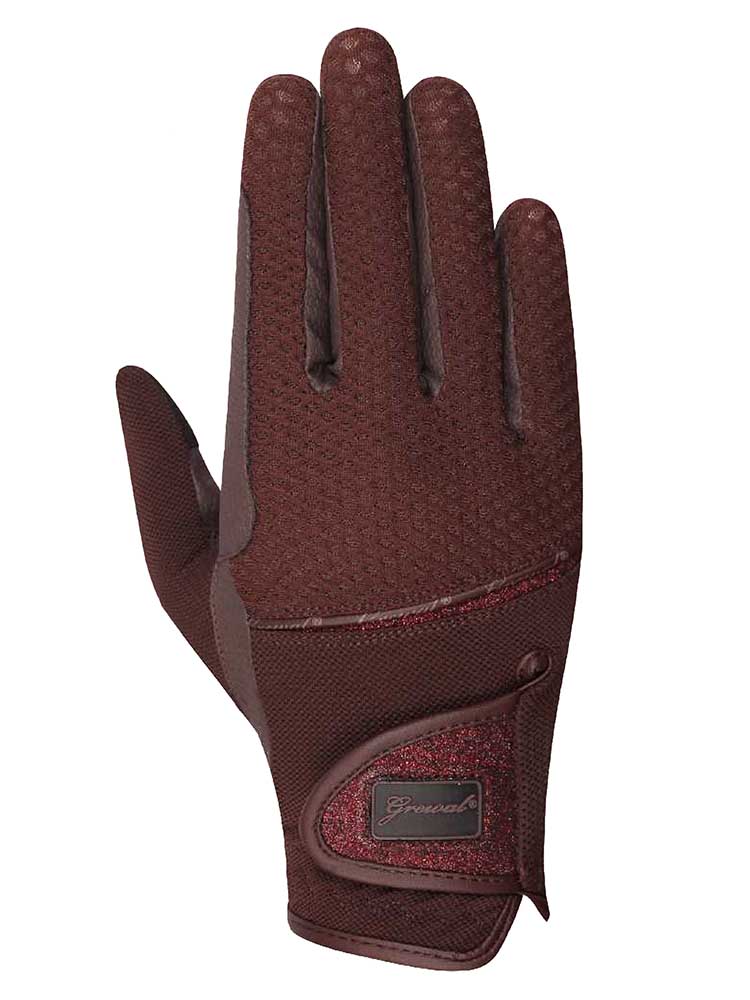 Margaret RK-Serino KT Synthetic Leather and Air Mesh Riding Gloves with Glitter