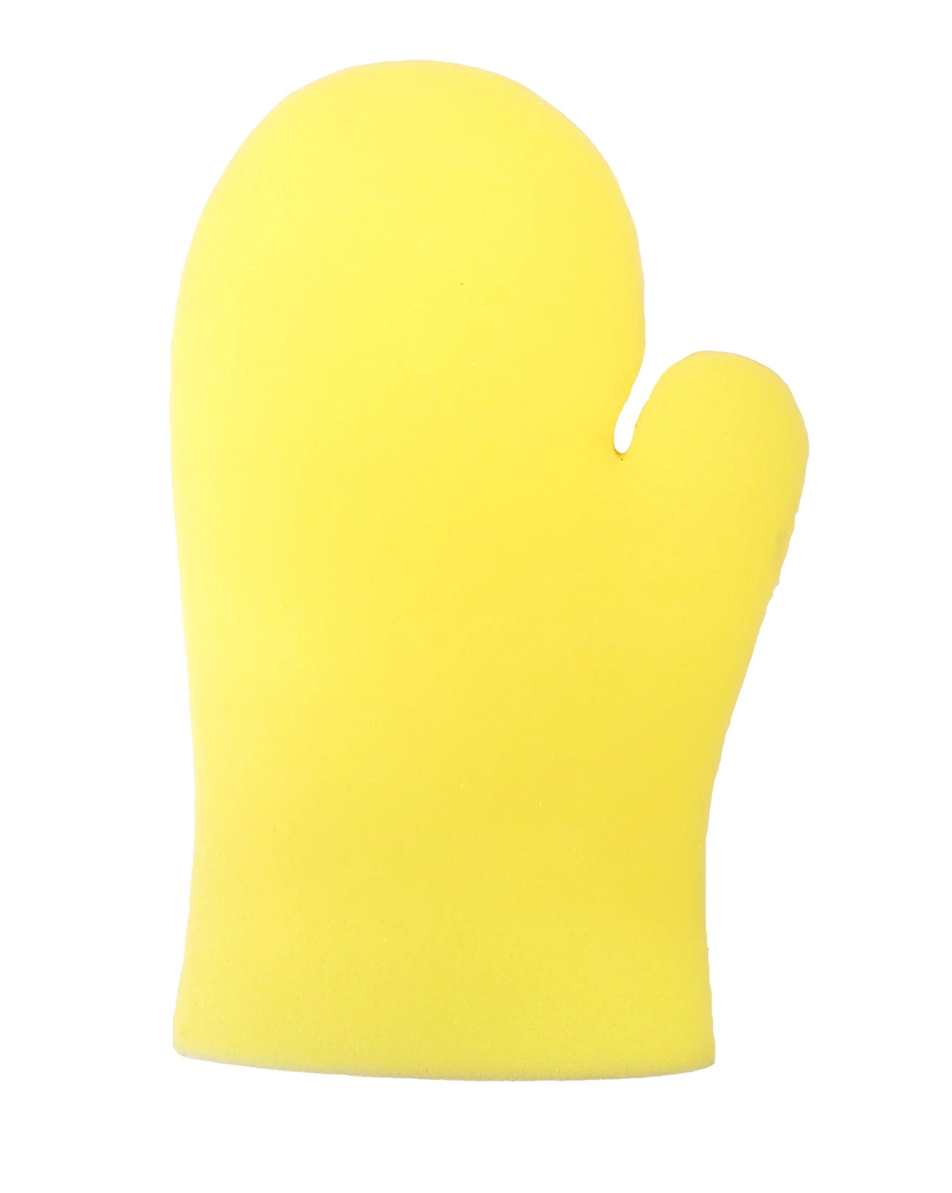 Yellow sponge mitt on a white background