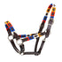 Colorful horse halter with patterned straps