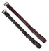 Two leather belts with metal buckles on a white background
