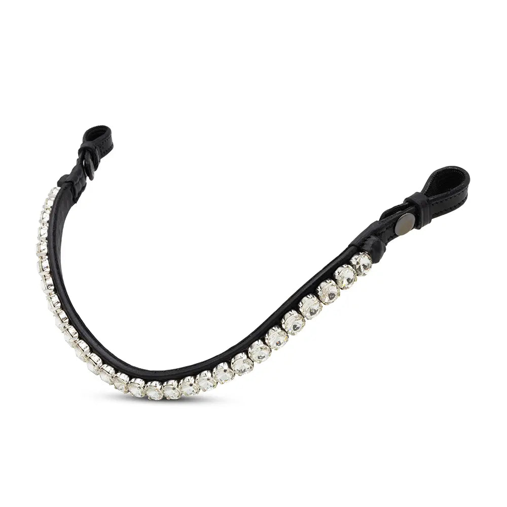 Black strap with crystal embellishments on a white background