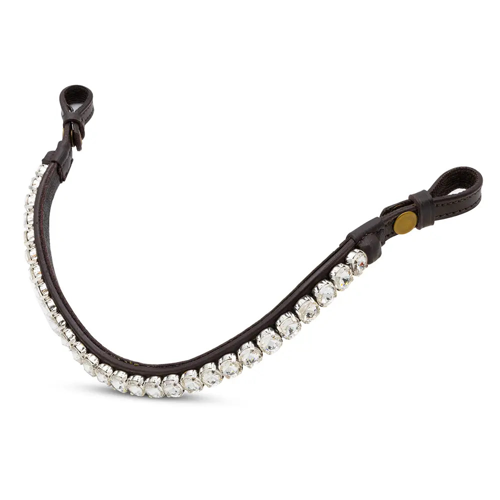Black leather strap with crystal embellishments on a white background