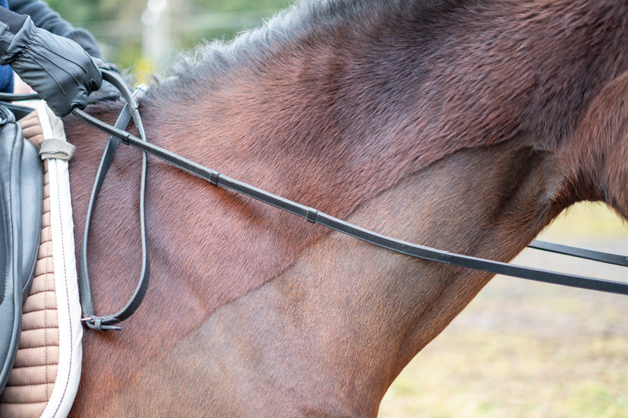 Rubber Lined Leather Reins with Stops