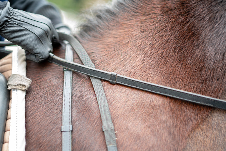 Rubber Lined Leather Reins with Stops