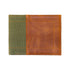 Two-tone wallet with green fabric and brown leather on a white background